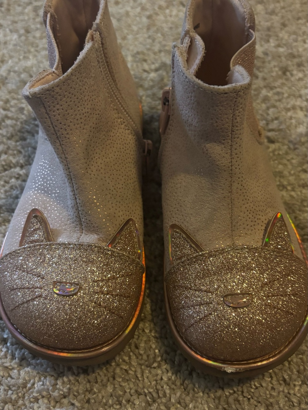 Kelly & Katie Kids Glitter Cat-Toe Ankle Boots - Rose Gold
